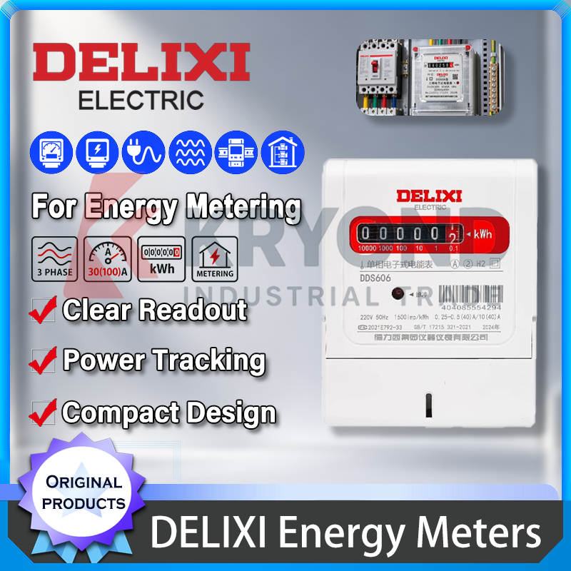 Diy Electronics Shop - DELIXI製、単相または三相対応の電子式電力量計（1.5(6)A～30(100)A）。賃貸アパート、店舗、工場などに最適。DINレール取り付けオプション付き。