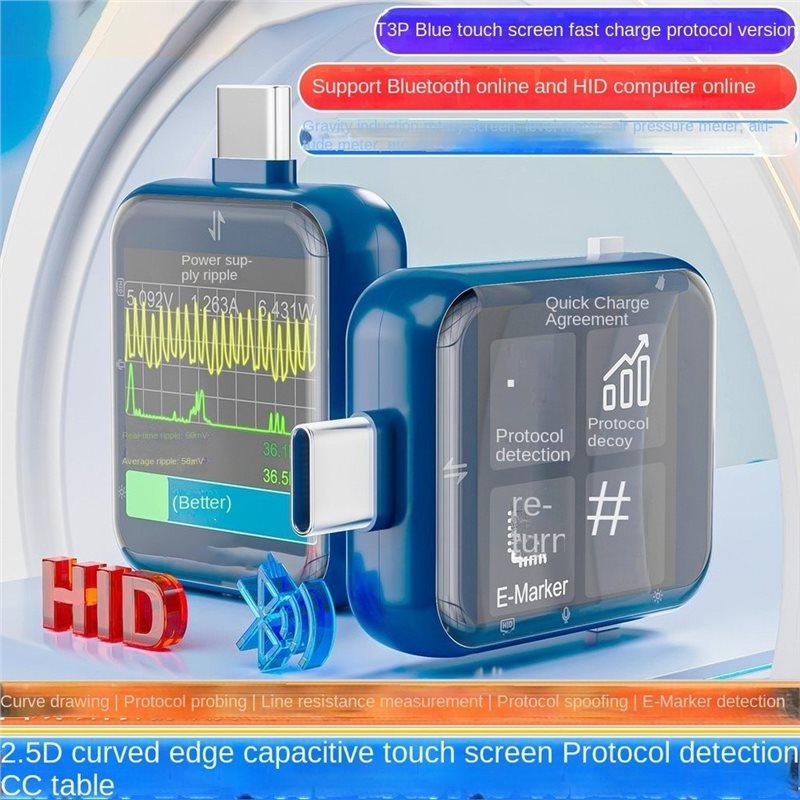Logic Analyzer Usb - AFOURT-T3P タッチコントロール式USB電源テスター。デジタル電圧計・電流計。Type-C対応のスマートフォン充電器の電力容量を測定するためのツール。