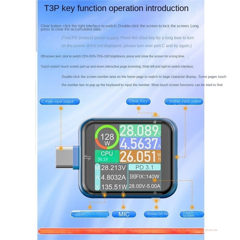 AFOURT-T3P タッチコントロール式USB電源テスター - Logic Analyzer Usb のレビューと価格