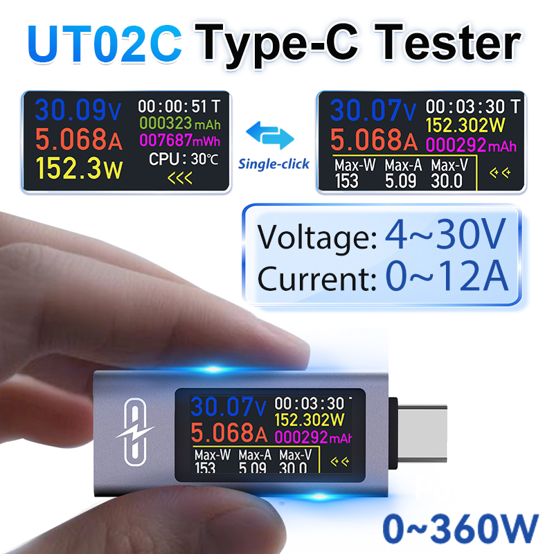 UT02C USB カラースクリーン Type-C テスター - Logic Analyzer Usb のレビューと価格